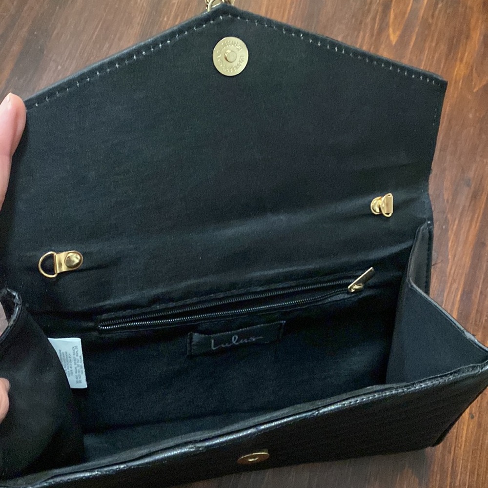 Lulus faux leather black clutch with tassel - Picture 4 of 10